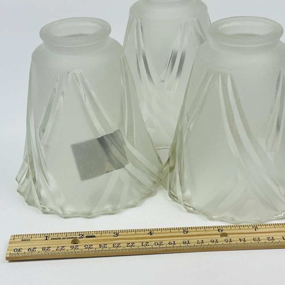 Set of 3 Light Shades Clear Frosted Glass 2 1/4 Ceiling Fan Chandelier Wall Scon